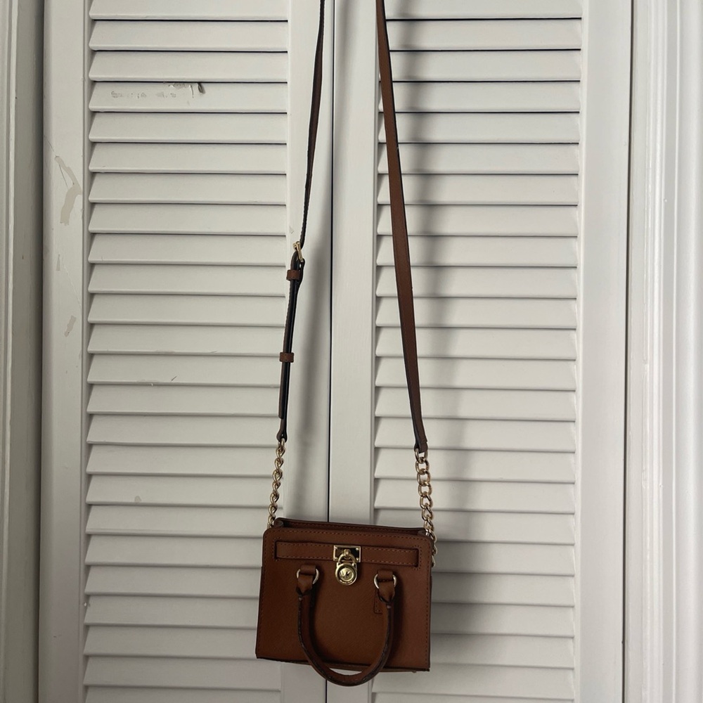 MICHAEL Michael Kors Hamilton Saffiano Leather Mini Crossbody Camel